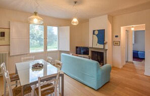 Televisión y chimenea 