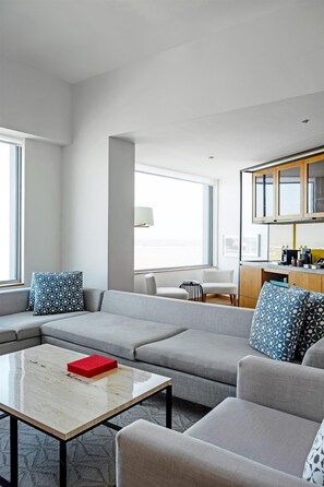 Premium bedding, down comforters, pillowtop beds, in-room safe