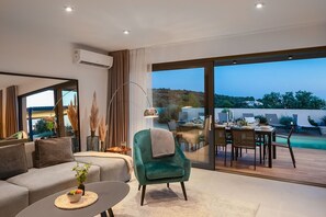 TV, fireplace - Luxury villa Indigo with heated swimming pool, sauna and jacuzzi in Kanica - Rogoznica (Dvornica)