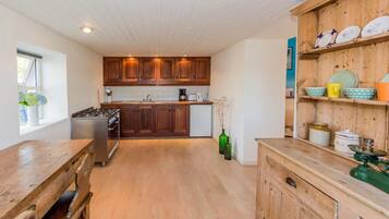 Fridge, oven, stovetop, coffee/tea maker