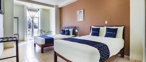 Desk, free WiFi, bed sheets