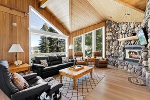 Una Smart TV, una chimenea, un reproductor de DVD