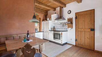 Fridge, oven, stovetop, electric kettle