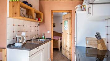 Fridge, oven, stovetop, electric kettle