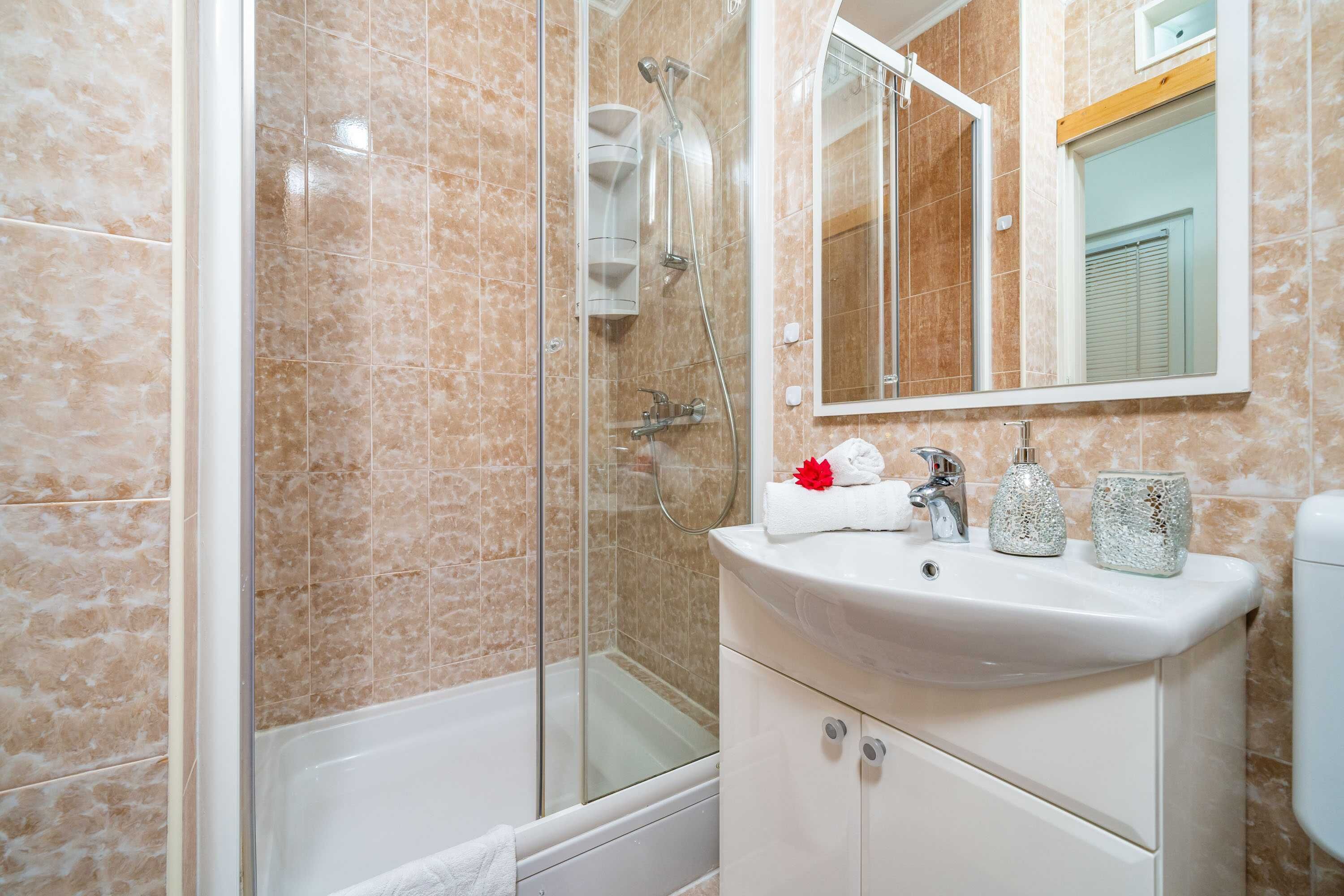 Apartment (One Bedroom Apartment) | Bathroom | Shower, hair dryer, towels