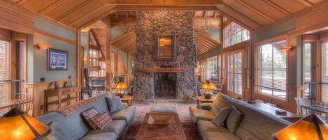 Luxury House, Multiple Beds, Hot Tub, Mountain View (Northstar Palace) | Living area | 42-inch flat-screen TV with digital channels, fireplace
