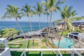 Condo, 1 King Bed with Sofa bed, Lanai, Ocean View (Royal Sea Cliff #418) | Balcony - Royal Sea Cliff #418 Pool Hot Tub & A/c! (Kailua-Kona)