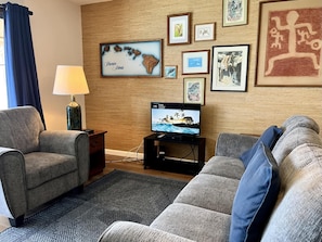 Condo, 1 King Bed, Balcony, Ocean View (Sea Village #1303) | Living area | 35-inch flat-screen TV with digital channels