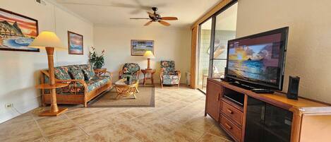 Condo, Multiple Beds, Balcony, Pool View (White Sands Village #309) | Living area | 42-inch flat-screen TV with digital channels