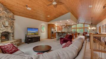 House, Multiple Beds, Balcony, Mountain View (Angora Mountain Lodge) | Living room | 50-inch flat-screen TV with digital channels, fireplace