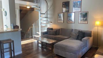 Townhome, Multiple Beds, Balcony | Living area | 42-inch flat-screen TV with digital channels, fireplace