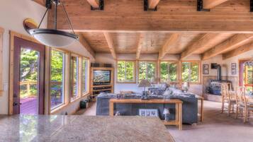 House, Multiple Beds, Patio, Mountain View (Chamberland Getaway) | Living area | 42-inch flat-screen TV with digital channels, fireplace