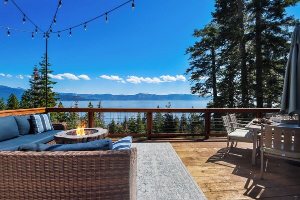 Outdoor dining - Shoreline Vista | 180° Lake Views | Pet-Friendly | 2 Master Suites (Carnelian Bay)