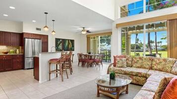Condo, Multiple Beds, Patio, Golf View (Fairway Villas #K1) | Living area | 49-inch flat-screen TV with digital channels
