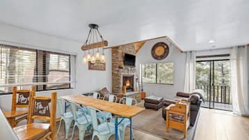 Smart TV, fireplace, video games, books