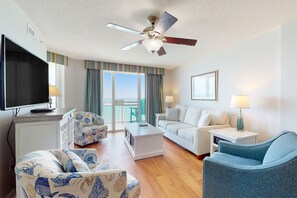 TV, DVD player, video library