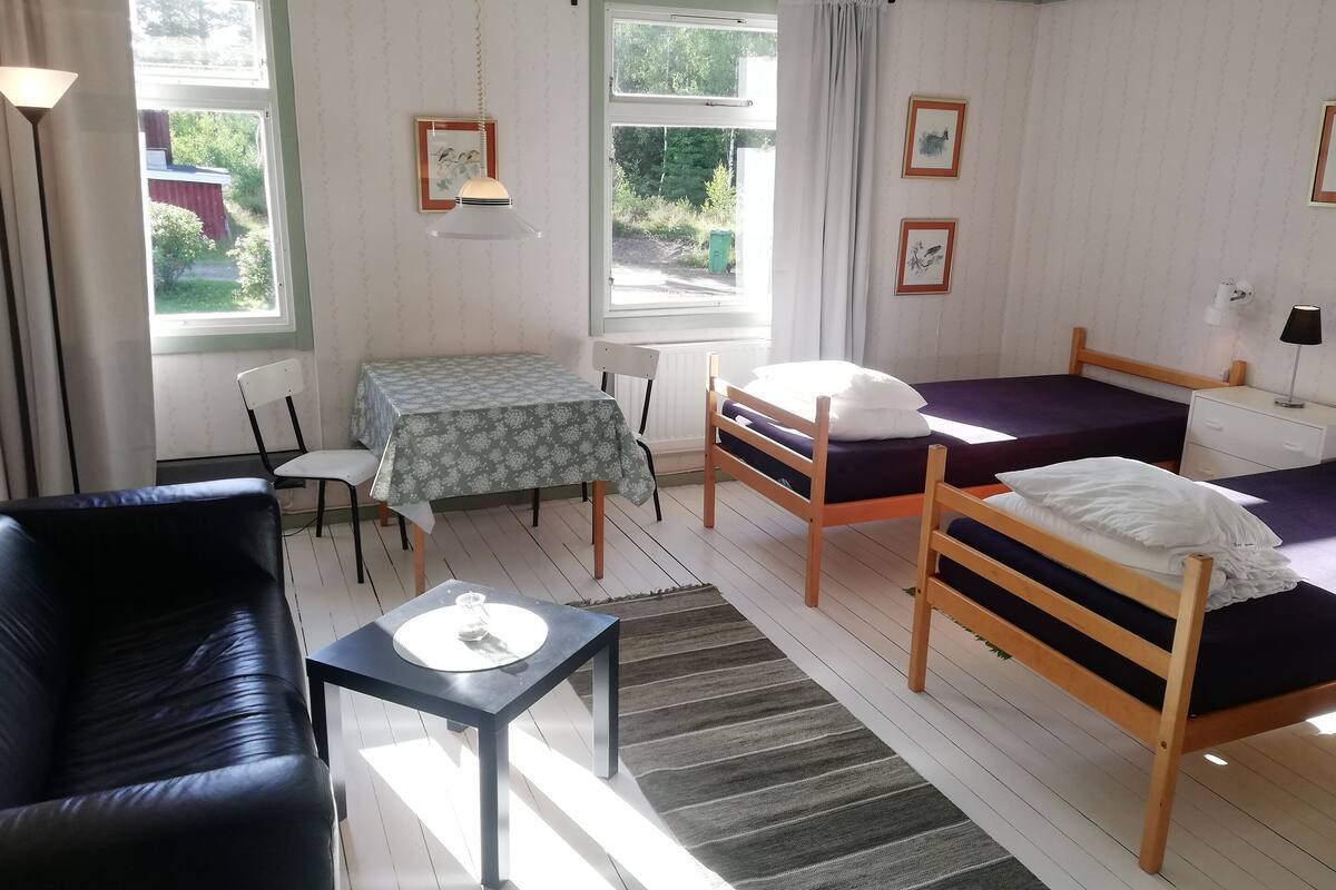 小屋, 2 张单人床, 私人浴室, 花园景观