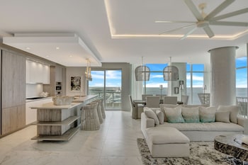 Presidential Suite, 2 Bedrooms (2 King Beds) | Living area | 55-inch LCD TV with digital channels, TV at Daytona Grande Oceanfront Resort