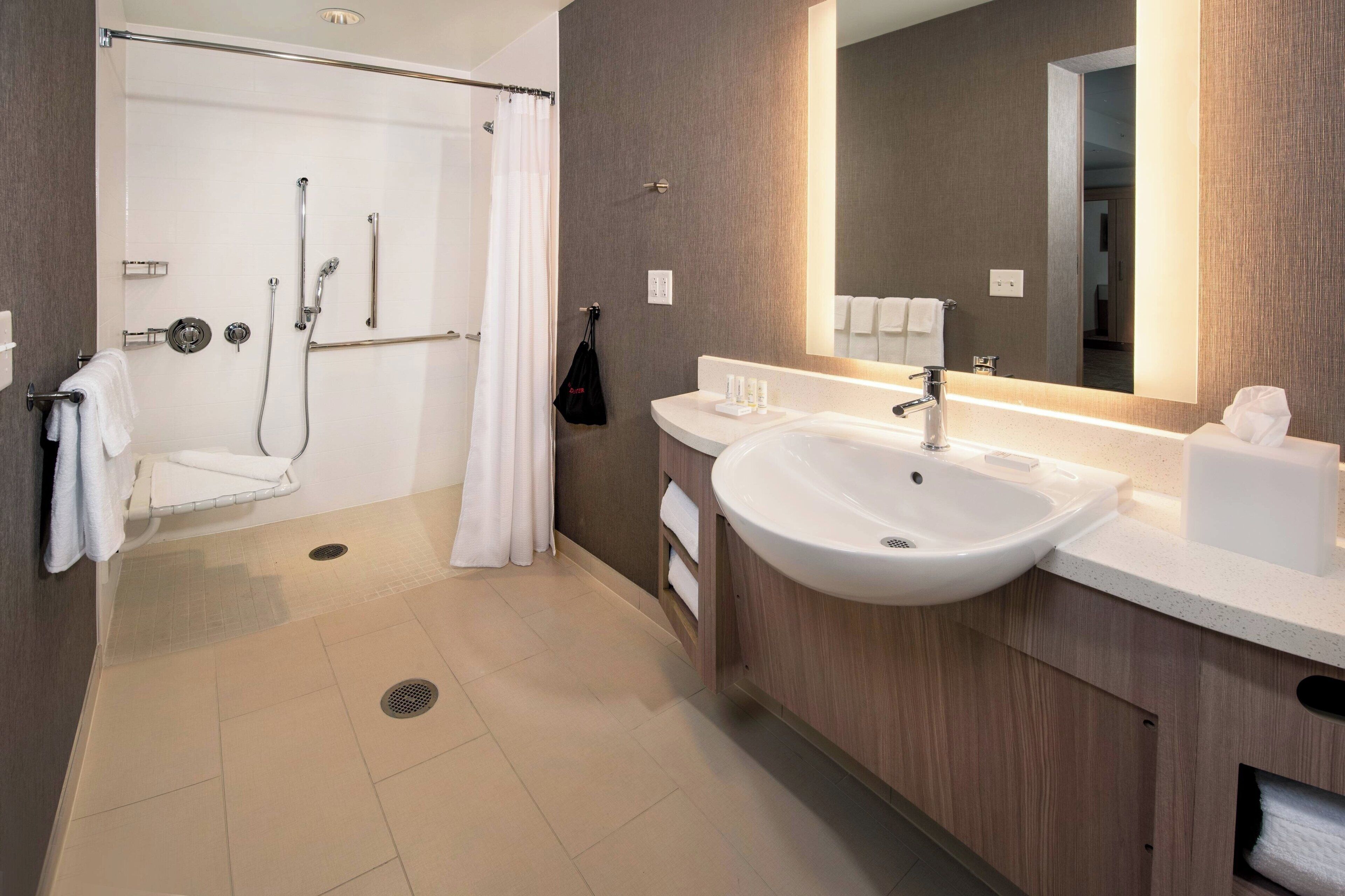 free toiletries, hair dryer, towels