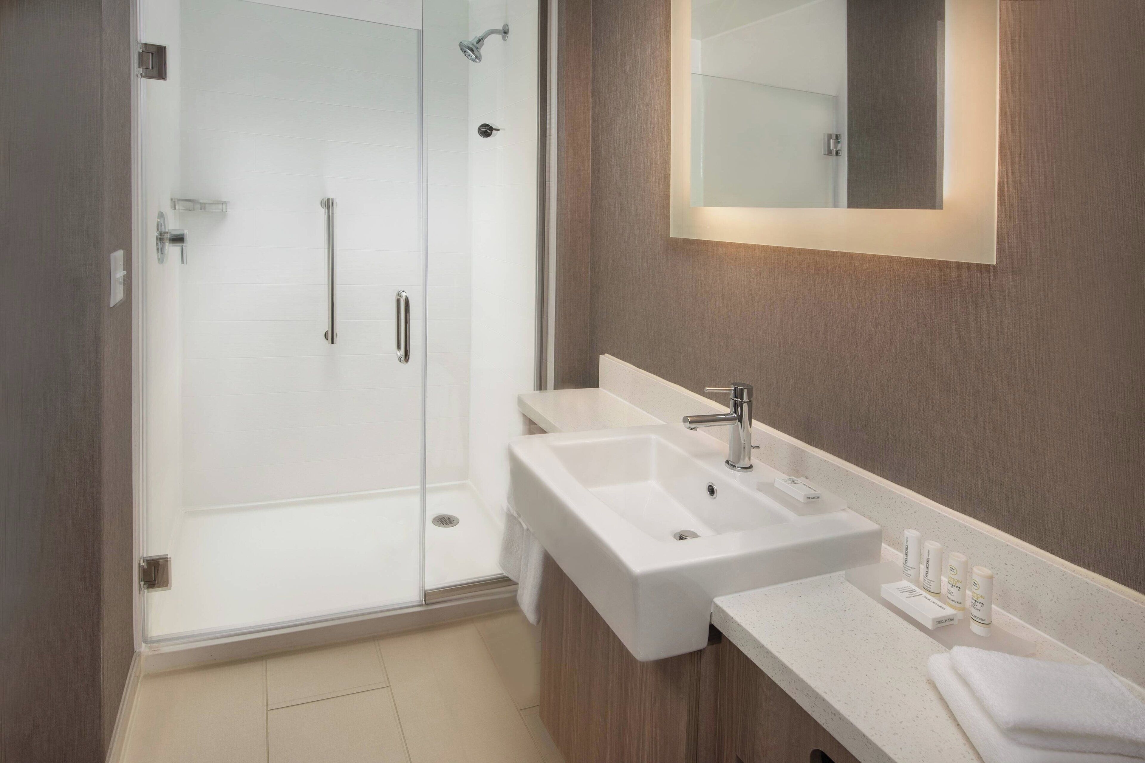 free toiletries, hair dryer, towels