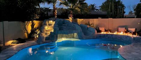 Piscina externa, piscina aquecida