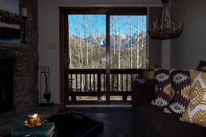 Una Smart TV, una chimenea, libros