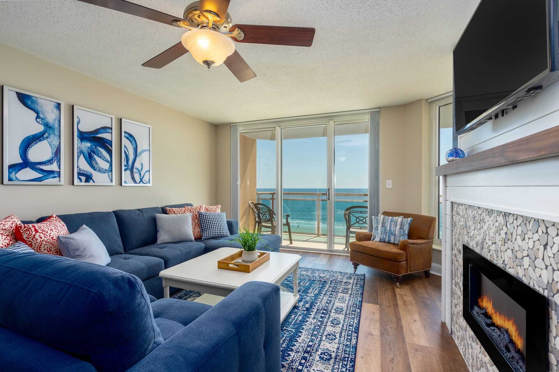 Télévision, cheminée, lecteur de DVD