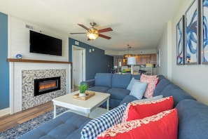 TV, fireplace, DVD player