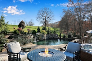 Fire Table, Hot Tub, & Pool