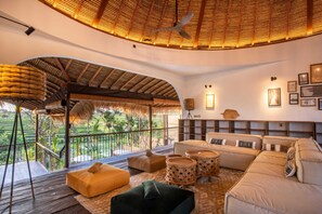 Villa, 6 Bedrooms, Smoking, Private Pool | Living room | DVD player, streaming services - Majestic Private Villa, 6 BR, Canggu With Staff (Canggu)