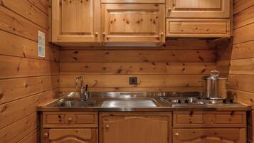 Fridge, oven, stovetop, coffee/tea maker