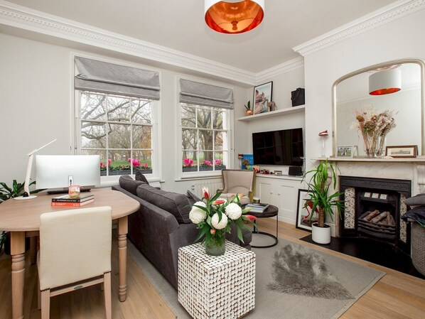 Smart TV, fireplace