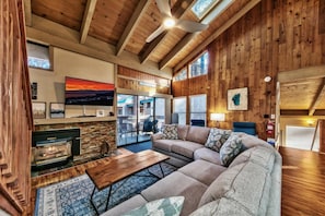 TV, fireplace