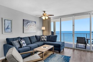 Living area - Oceanfront 1-Bedroom Condo at Long Beach 3-1105, Panama City Beach! (Panama City Beach)