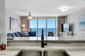 Living area - Oceanfront 1-Bedroom Condo at Long Beach 3-1105, Panama City Beach! (Panama City Beach)