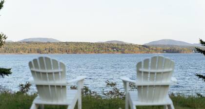 Oceanfront-shore access-fire pit evenings-Acadia NP Mountain views