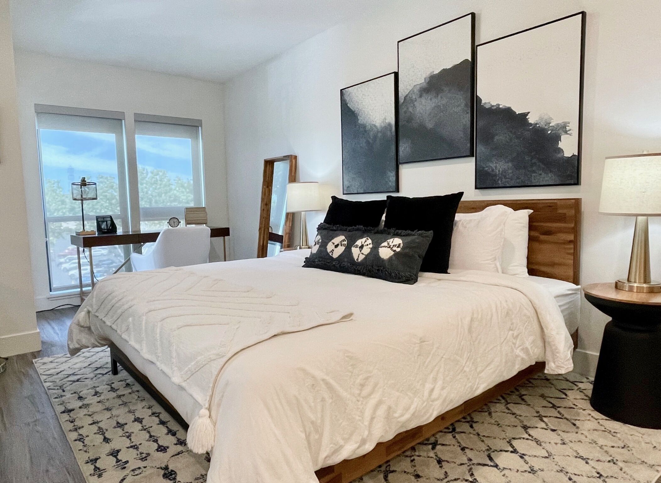 Work Here • Secure • Elevator • Luxe Kitchen & Bath • King Bed • W/D • Gig WiFi