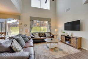 TV, DVD player, table football, ping pong