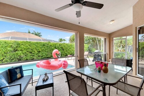 Family Fun Getaway w/Beach Gear, Pool in Sun & WiFi ~1mi to Beach; Walk to Dining/Shops