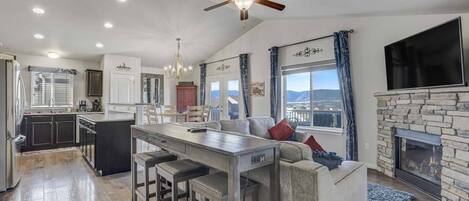 Télévision, cheminée, Netflix, Hulu