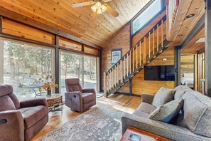 Fernseher, Kamin, Bücher