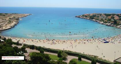 Pretty studio with terrace between sea and forest