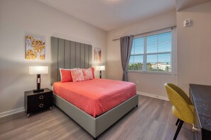 3 bedrooms, desk, iron/ironing board, travel cot