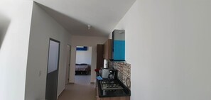 Fridge, microwave, oven, coffee/tea maker