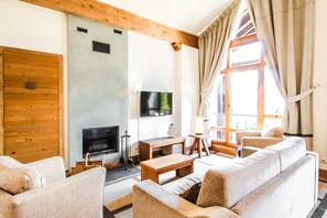 TV, fireplace