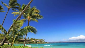 Ligstoelen aan het strand, strandlakens