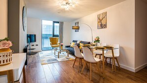Superior Apartment, 2 Bedrooms | Living area | 42-inch TV with satellite channels - IQuarter Apartments - Parking (Sheffield)