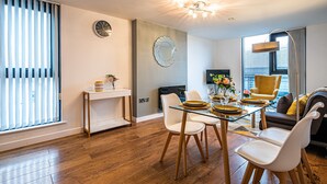 Superior Apartment, 2 Bedrooms | Living area | 42-inch TV with satellite channels - IQuarter Apartments - Parking (Sheffield)