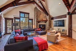TV, fireplace, offices