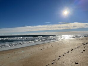 Plage, chaises longues